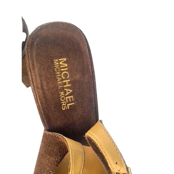 Michael Michael Kors Women's Suede High Heel Peep Toe Sandals Tan Brown S… - Picture 7 of 9